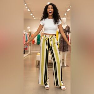 THE SANG Striped High Rise Wide Leg Pants